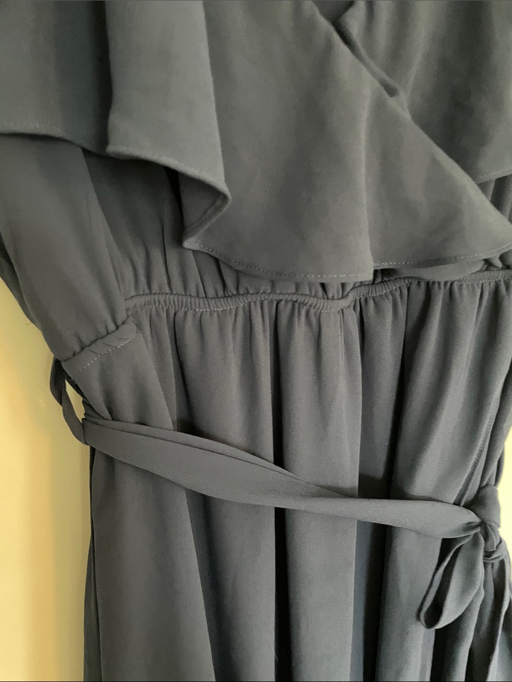BalticBorn Navy Ruffle V-Neck Maxi Dress with Tie Waist sz XL - Picture 9 of 13